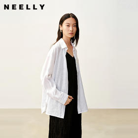 NEELLY纳俪商场同款秋季新款经典休闲蕾丝拼接衬衫女百搭舒适外套N25081B01060