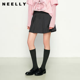 NEELLY纳俪商场同款秋季新款经典学院风百褶裙女百搭减龄显瘦短裙N25084E04407