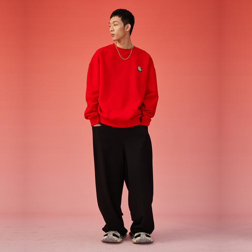 NPC潮牌CC限定背后舞龙印花圆领卫衣秋冬加厚爆款红色CC3BST09 商品图2