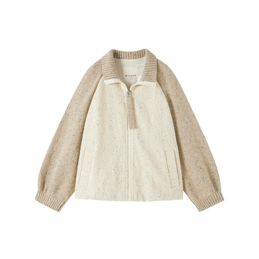 谜底大衣立领女2025秋季新品百搭拼接感插肩袖毛呢外套253MD1183 商品图4