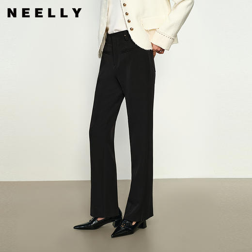 NEELLY纳俪商场同款秋季新款微喇修身西装裤女小个子时尚显瘦长裤N25084H04612 商品图0