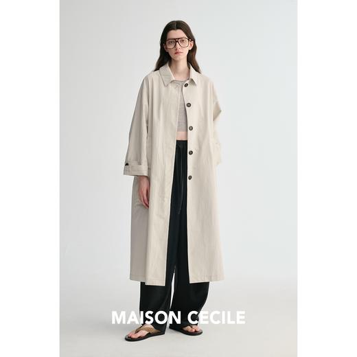 MAISON CECILE 复古经典随性单排扣宽松廓形翻领中长款风衣 商品图1