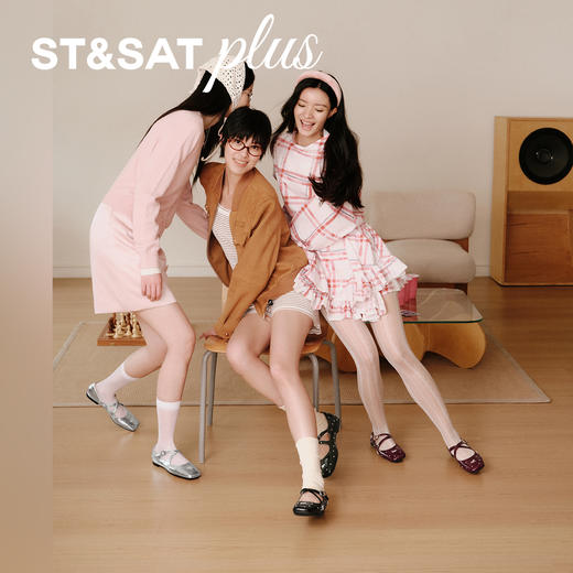 星期六复古褶皱交叉带玛丽珍SSD3111101 商品图3