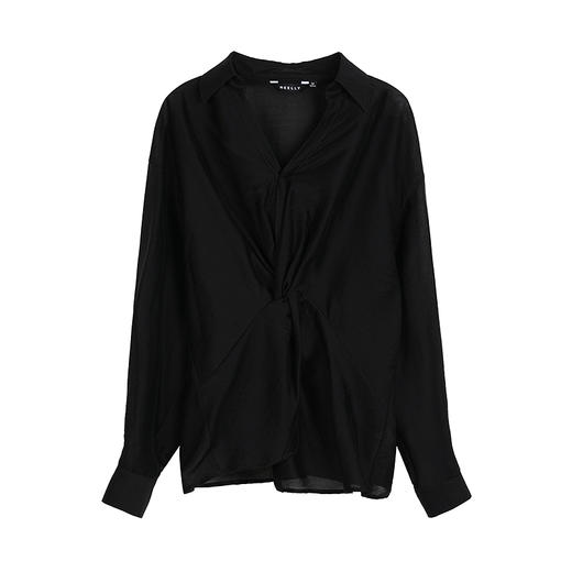 NEELLY纳俪商场同款秋季新款设计感扭结长袖衬衫女时尚休闲上衣N25081R01059 商品图3