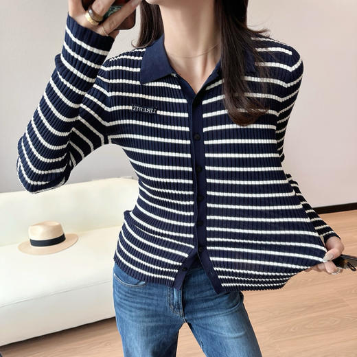 秦岚同款moco针织衫条纹衫开衫081404 商品图2