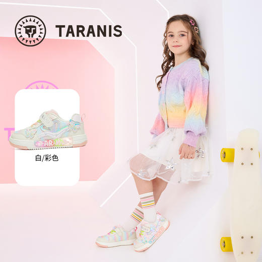 泰兰尼斯秋季新款闪灯鞋女童板鞋轻便休闲运动鞋软底防滑幼儿园鞋 T02X5C6830 商品图1