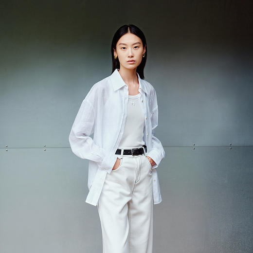 NEELLY纳俪商场同款秋季新款经典休闲蕾丝拼接衬衫女百搭舒适外套N25081B01060 商品图2