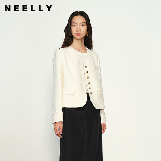 NEELLY纳俪商场同款秋季新款气质小香风短外套女百搭圆领上衣N25084C04608 商品图0