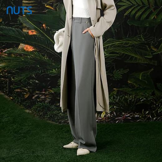 NUTS春秋季新款高腰气质休闲裤宽松垂坠感拖地长裤女414072403 商品图2