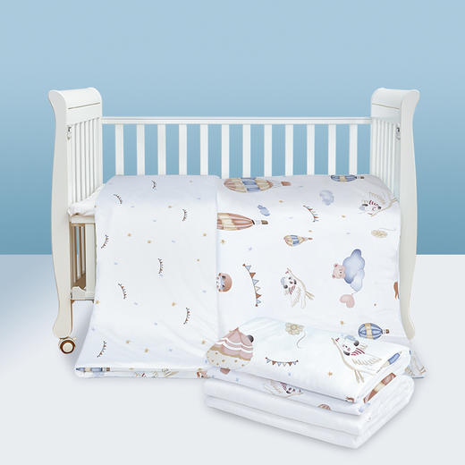 贝彤针织棉双胆被120*150cm（熊猫飞航标准款Cb2509白色/乖兔游车标准款Cb2509蓝灰） 商品图8