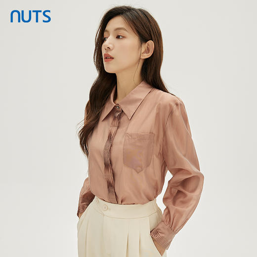 NUTS商场同款秋时尚气质通勤风轻薄设计感门襟长袖衬衫女331011051 商品图1