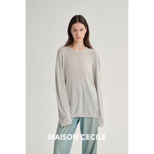 MAISON CECILE 四色/天丝亚麻舒适透气宽松百搭针织长袖上衣 商品图2