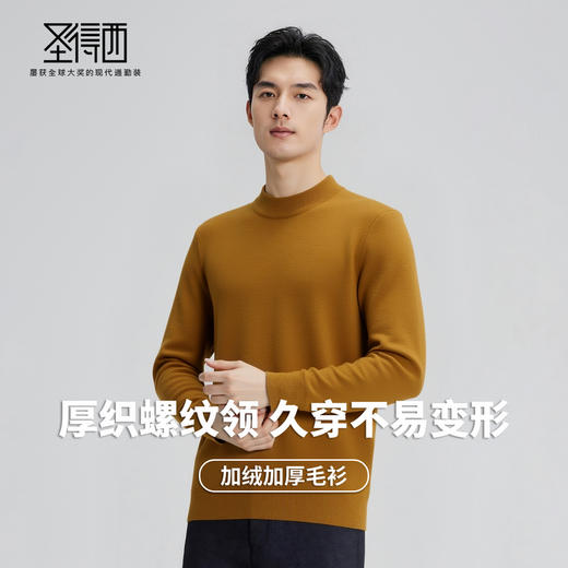 【含绵羊毛】圣得西羊毛混纺针织衫2025秋新款素雅百搭耐穿毛衣男 商品图2
