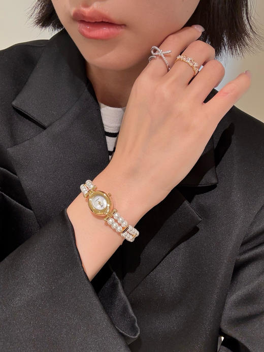 日本mikimot*o正品双链珍珠中古天然姆贝珍珠手表 商品图7