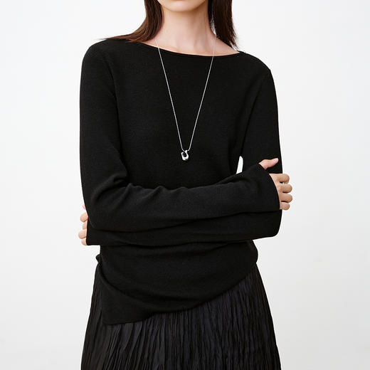 NEELLY纳俪商场同款秋季新款设计感休闲针织衫女简约舒适上衣N25081A01055 商品图2