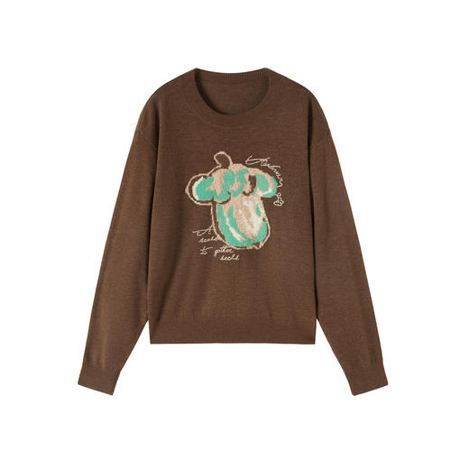 谜底套头针织衫女2025秋季新品文艺风圆领亲肤保暖百搭253MZ1366 商品图4