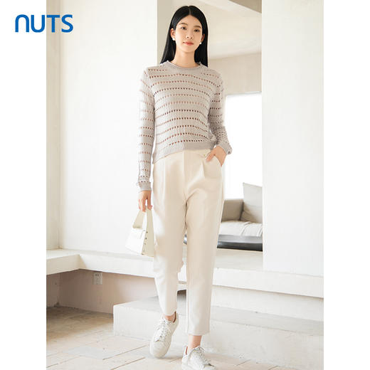 NUTS商场同款秋季宽松直筒显瘦纯色简约九分休闲裤女4390702A1 商品图2