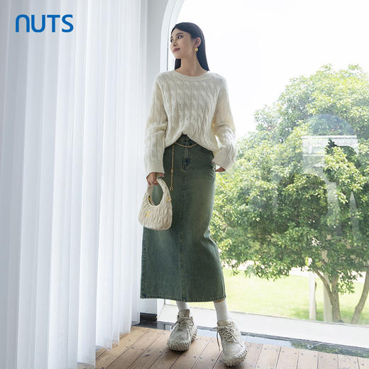 NUTS商场同款春秋款时尚气质开叉水洗牛仔半裙女4340607A1 商品图4