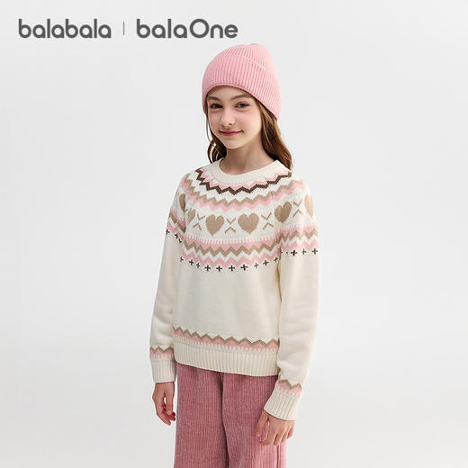 巴拉巴拉balaOne童装儿童毛衫2025新款冬女童费尔岛毛衣时尚上衣 商品图2