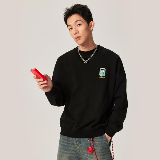 NPC潮牌重磅430G字母撞色宝石绣像素风卫衣男休闲落肩NP47ST27 商品图3