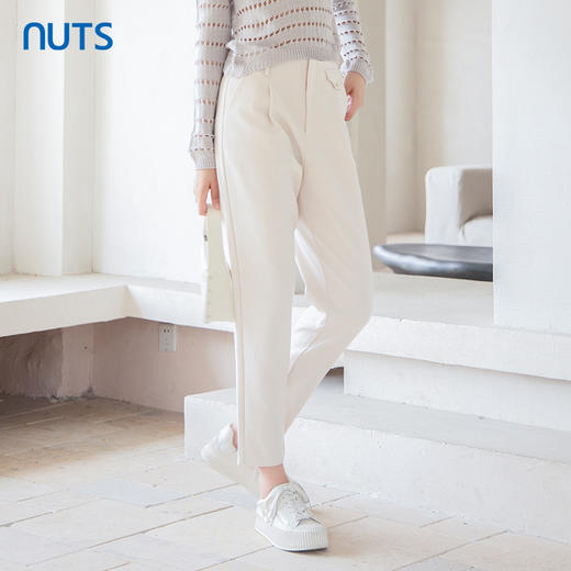 NUTS商场同款秋季宽松直筒显瘦纯色简约九分休闲裤女4390702A1 商品图4