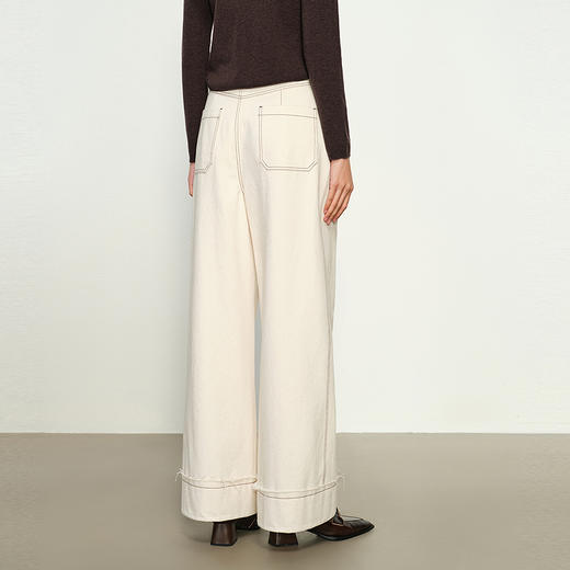 NEELLY纳俪商场同款秋季新款白色直筒阔腿裤女百搭显瘦休闲裤N25084H04611 商品图1