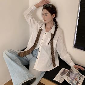 *【卷卷紫】宽松休闲棉麻长袖衬衫 天然亚麻纯棉混纺舒适亲肤透气 清透肤感宽松休闲百搭衬衫 可单穿可内搭可外穿