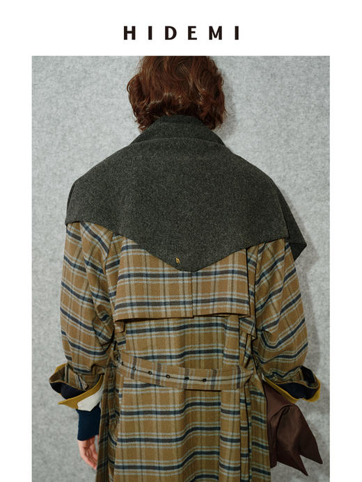 HIDEMI 进口美利奴羊毛撞色logo刺绣三角巾针织大披肩大围巾 商品图6