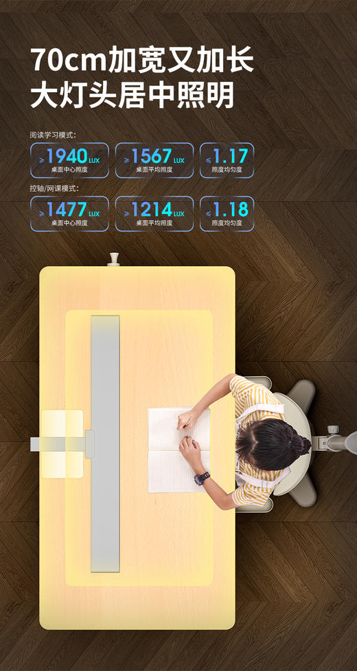 【平台专属】大满贯控轴卫士全光谱护眼桌面灯学生台灯护眼学习专用儿童防近视护眼灯 商品图4