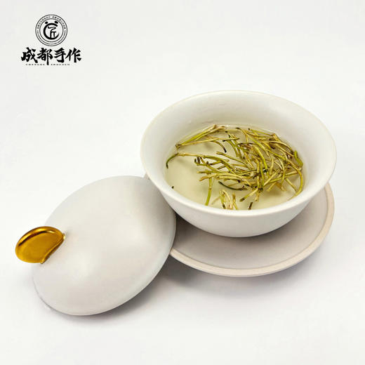 【彭州白瓷￭熊猫盖碗单耳杯】成都手作盖碗茶杯 带盖单个熊猫三才杯 高档功夫茶具泡茶碗【非物质文化遗产】【大师匠作】 商品图2