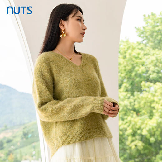 NUTS商场同款春秋款V领保暖毛织套头衫4340505A1 商品图1
