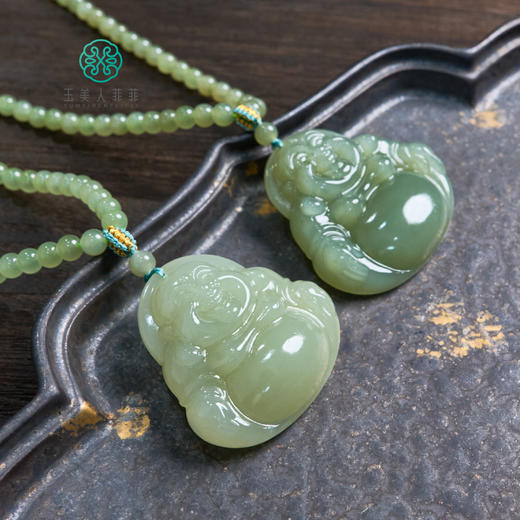 和田玉项链-佛公圆珠项链约46*46mm 商品图0