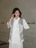 【七夕专属礼盒 | 相濡以沫】启世录：白色斜门襟烫钻短袖衬衫+星辰图案提花背心+白色银丝垂感西装短裤 商品缩略图0