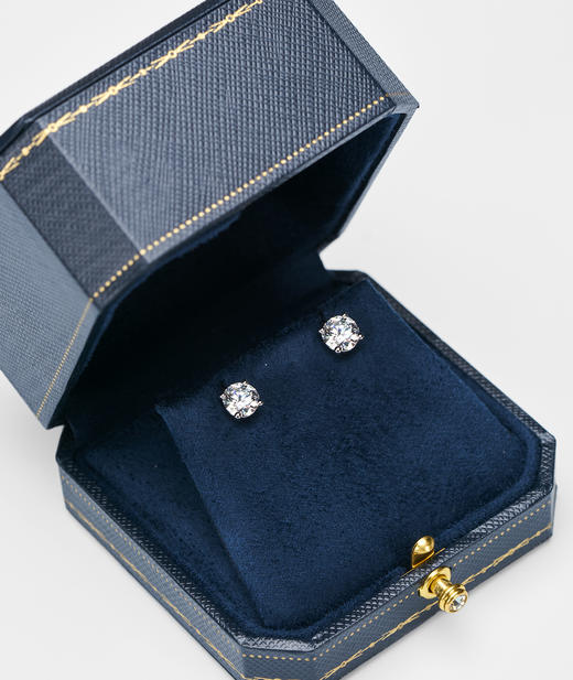 伽罗JALO E1款 VVS级 D色18K圆形培育钻石耳钉 商品图3