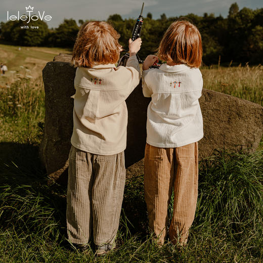 【云优选】lelejove北欧风儿童衬衫25早秋宝宝肌理感纯色翻领衬衫长袖上衣 商品图1