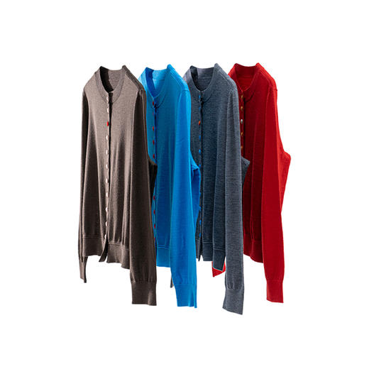 绽放旅行女装519朵/巴素兰羊毛撞色扣开襟毛针织衫宽松开衫女早秋 商品图4