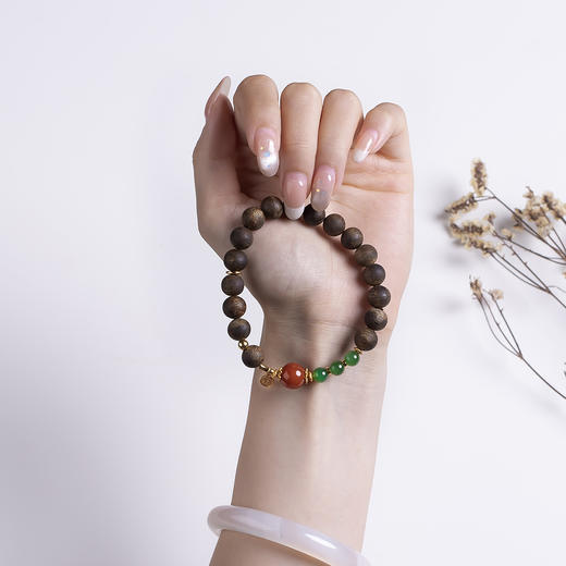 xy0536沉香+志红碧玉平安多财手串 商品图7