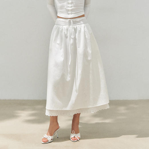 Ariseism 美式复古高级感白色蕾丝半身裙女秋季新款裙子 商品图0