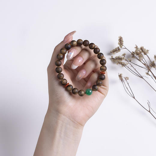 xy0529虎斑纹沉香+非洲翠南红手串 商品图8