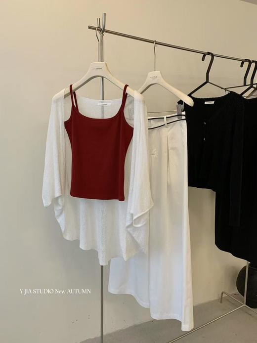 【GZ】无忧购蝙蝠袖天丝防晒开衫+纯色吊带背心+宽松慵懒松弛感休闲裤套装(配腰绳) 8206（截单后3-5天发货) 商品图11