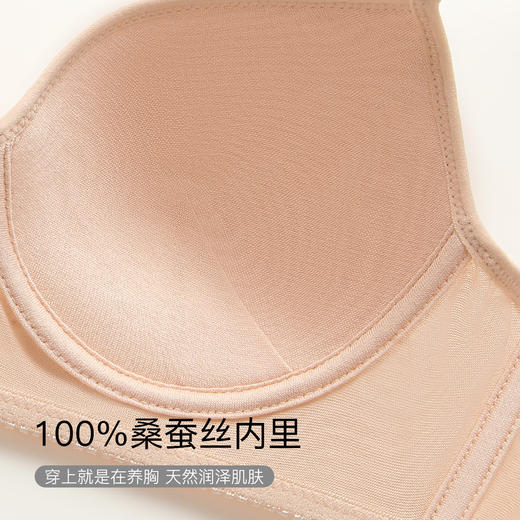 【100%桑蚕丝】蜂巢透气小胸聚拢真丝文胸润肤养胸内衣无钢圈碎影浅舞 商品图5