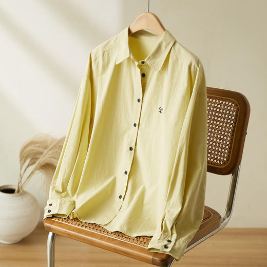 馥迦简约刺绣纯棉衬衫 商品图1
