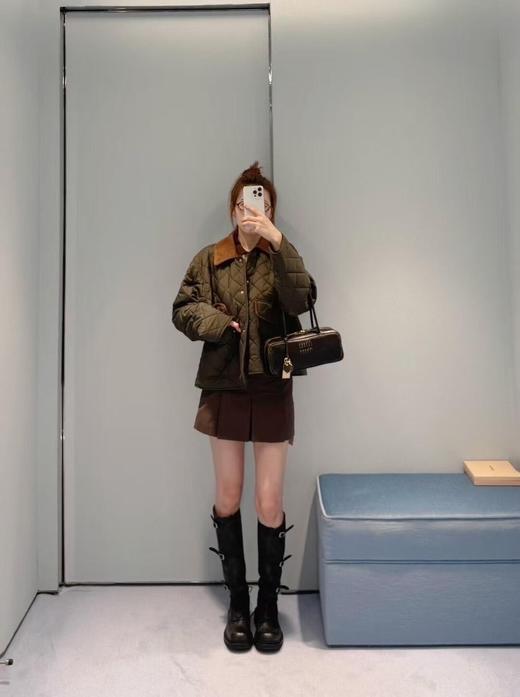 缪缪 25Fw早秋新款 军绿色菱格纹棉服夹克外套（ZY*MM） 商品图1