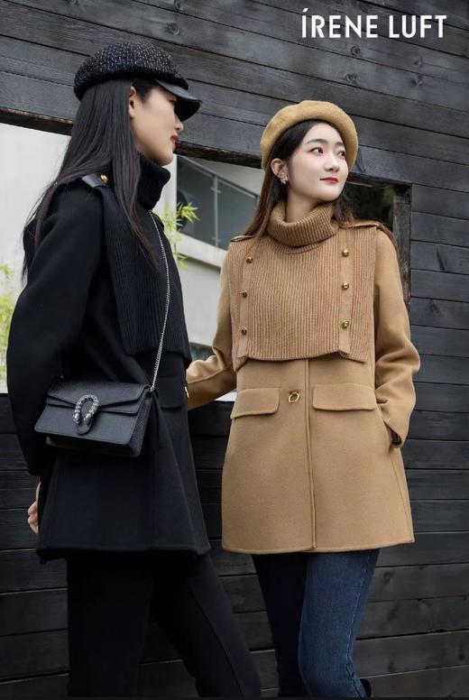 【高端系列】（包边是真羊皮）手工定制207款9.8%羊绒➕90.2%羊毛双面尼大衣送针织披肩-喜出 商品图3