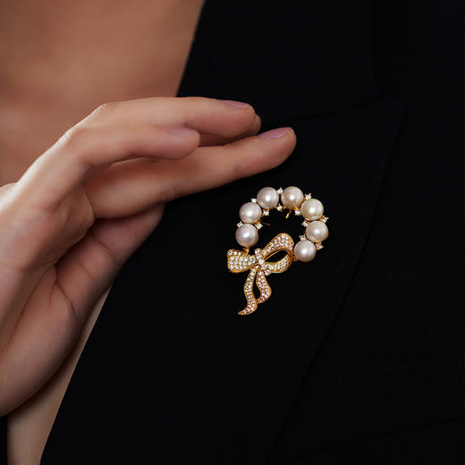 Manreya 珍珠胸针系列，天然淡水珍珠，多种款式可选，可搭配多种服饰 商品图4