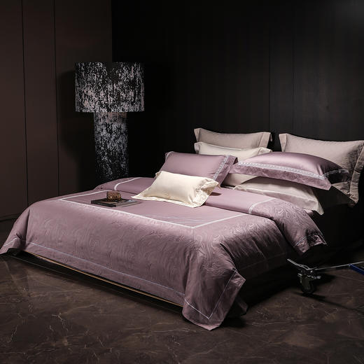 80支长绒棉染色提花四件套-云璃（紫） 商品图1