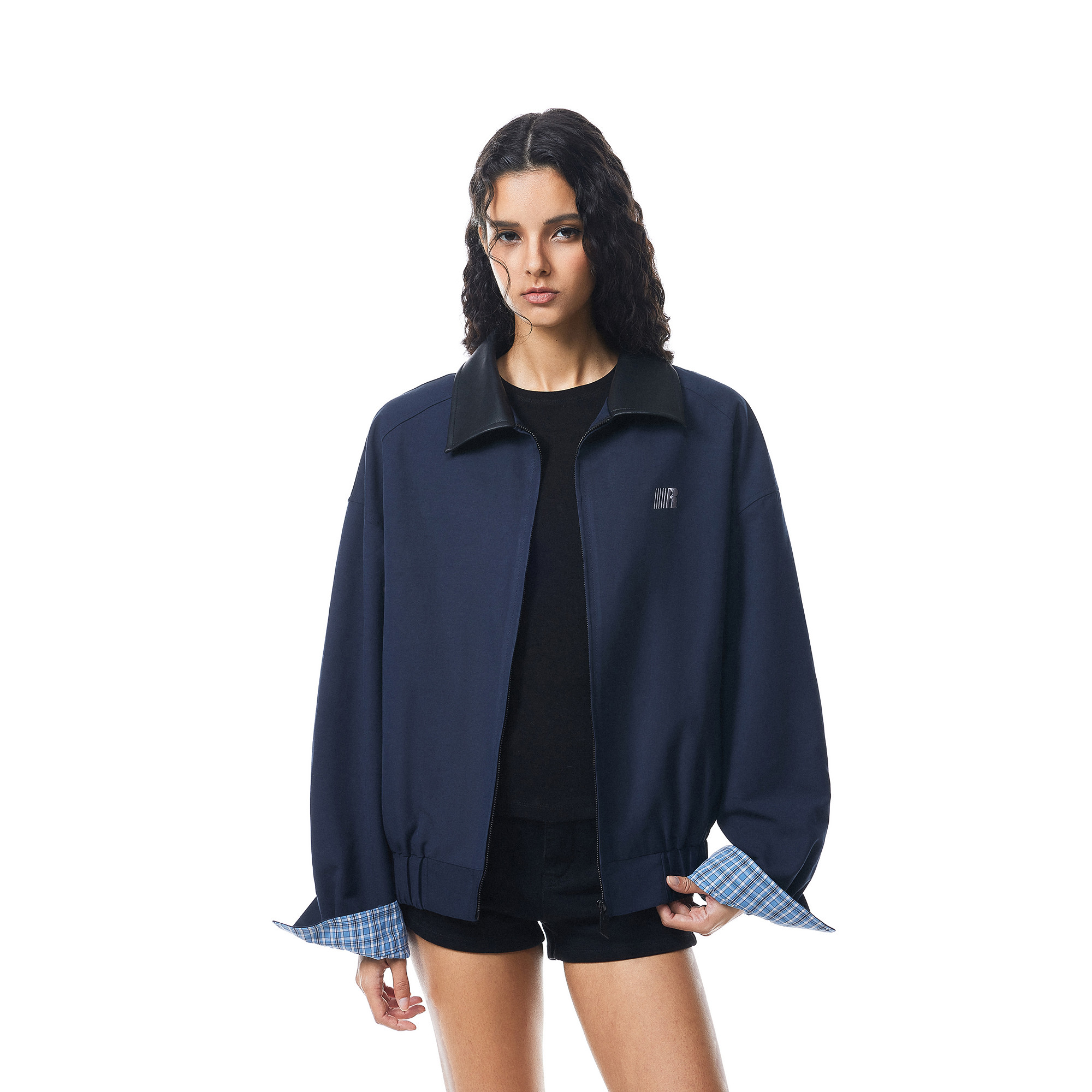 FDR官方店 R字翻领巴恩风夹克外套男女秋季情侣宽松拼接撞色上衣