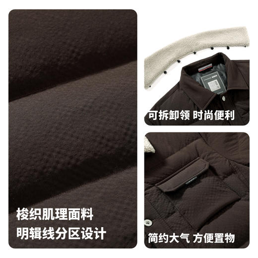 【含鸭绒】圣得西男士保暖工装羽绒服2025冬新款羊毛混纺翻领外套 商品图5