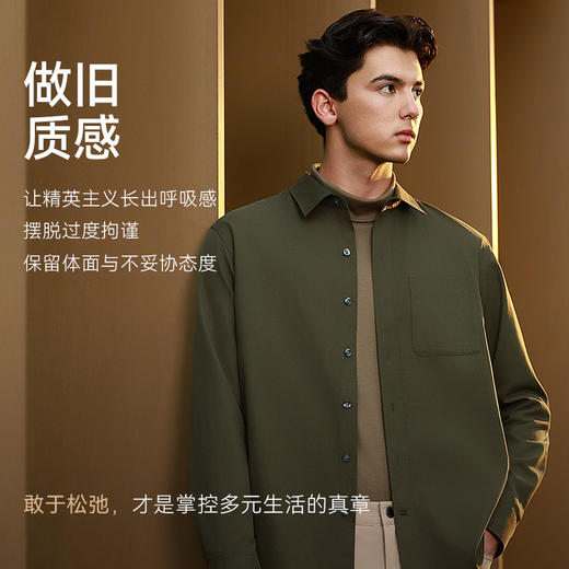 斜纹洗水休闲百搭80支纯棉长袖衬衫-CS02-01 商品图5