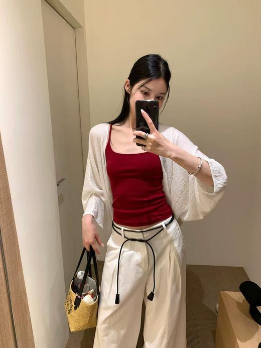 【GZ】无忧购蝙蝠袖天丝防晒开衫+纯色吊带背心+宽松慵懒松弛感休闲裤套装(配腰绳) 8206（截单后3-5天发货) 商品图3